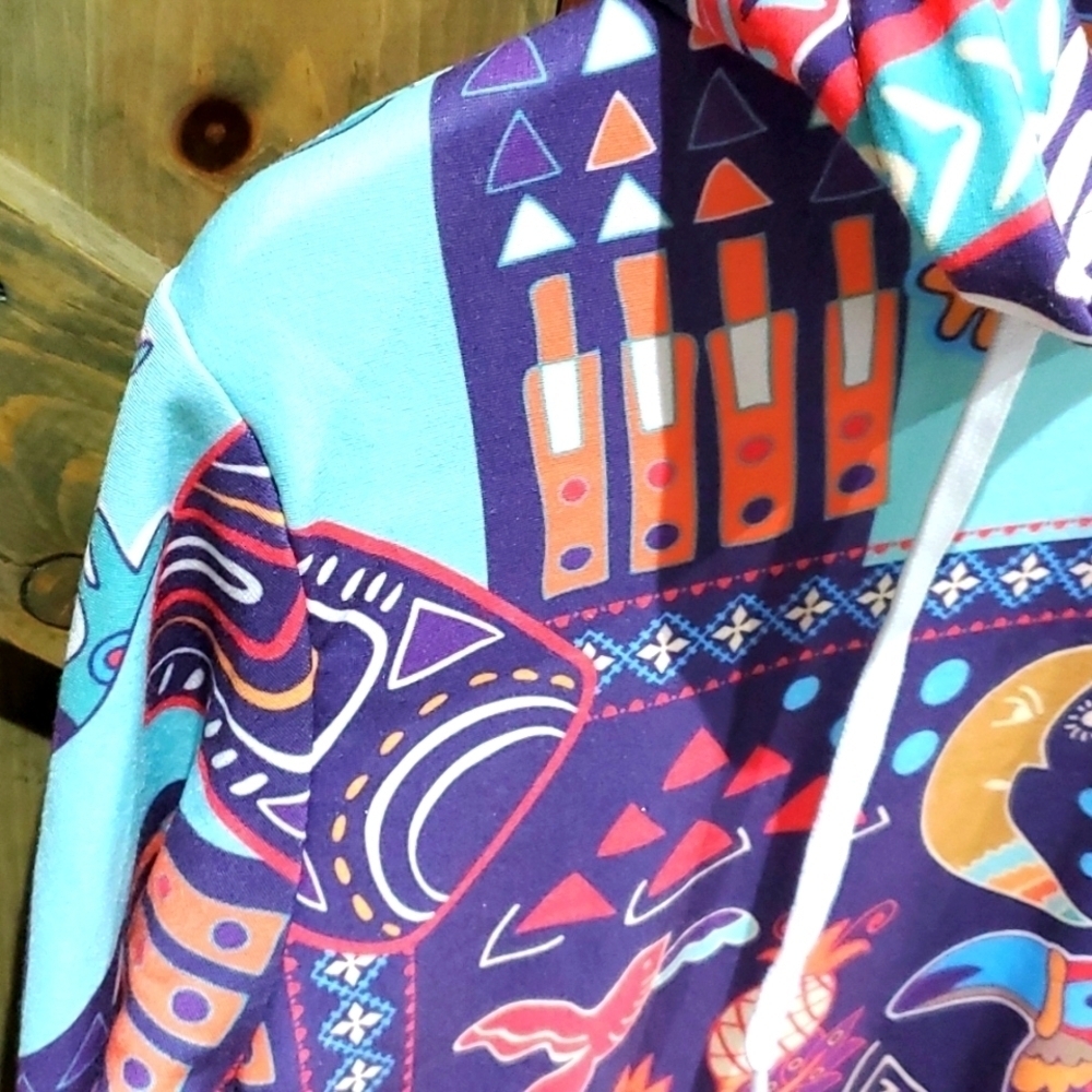 Aloha From Deer Pullover Sweatshirt Hoodie Size Medium Colorful View 3